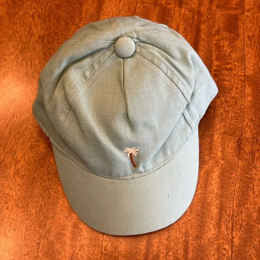 JANIE and JACK BABY EMBROIDERED PALM LINEN-COTTON CAP